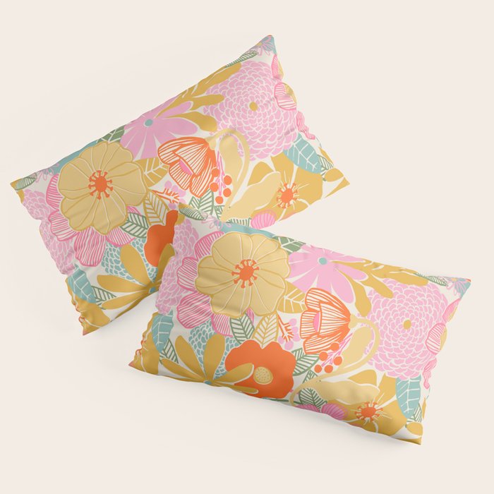 60's Retro Floral Pillow Sham