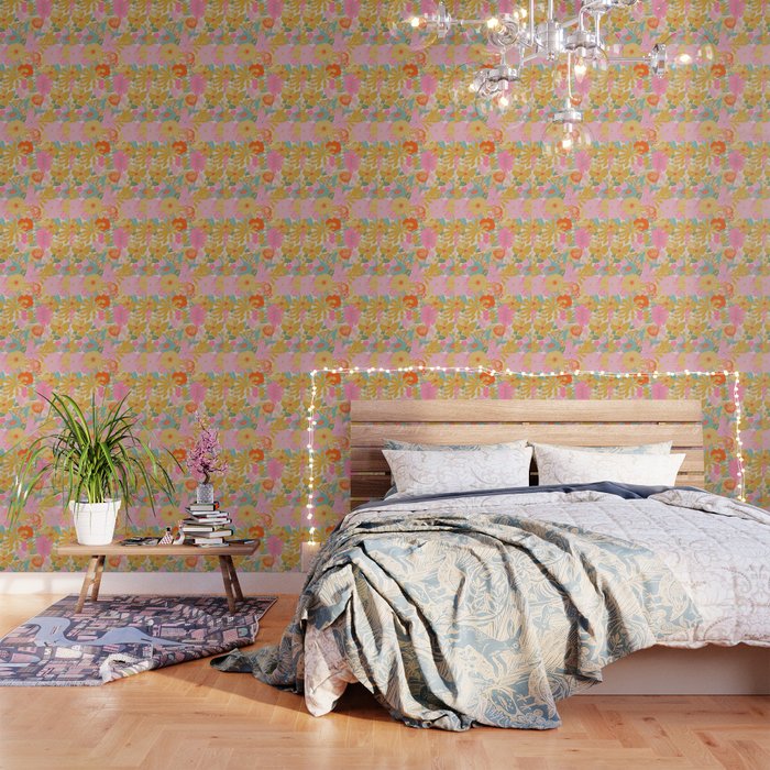 60's Retro Floral Wallpaper