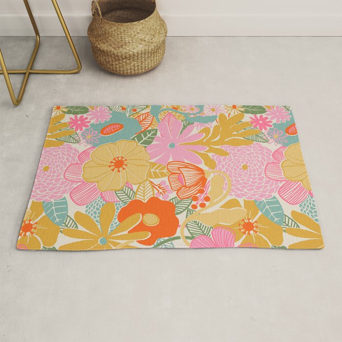 60's Retro Floral Rug