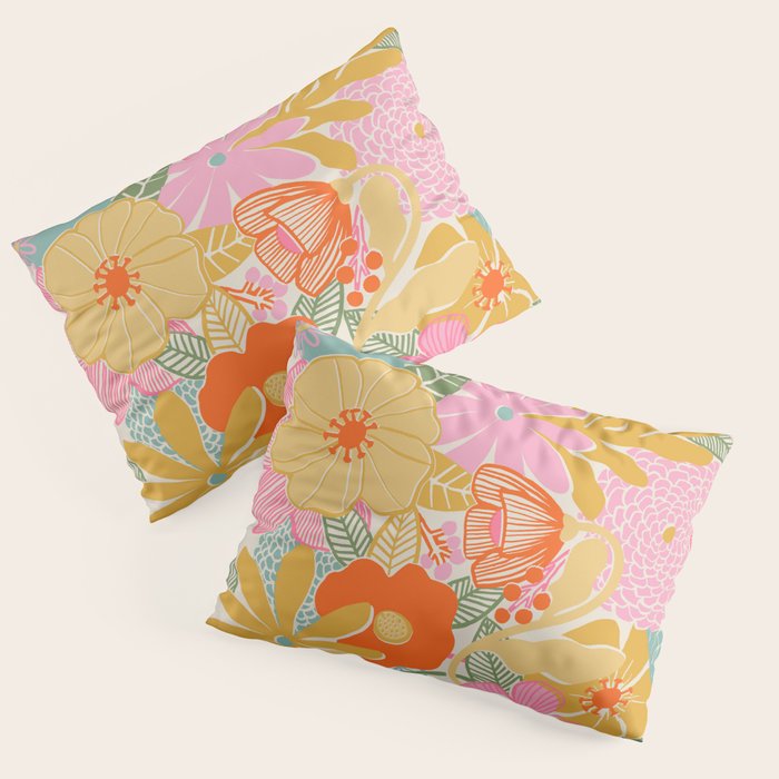 60's Retro Floral Pillow Sham