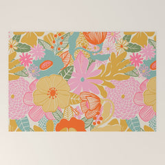 60's Retro Floral Welcome Mat