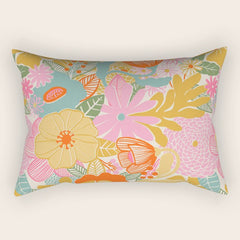 60's Retro Floral Rectangular Pillow