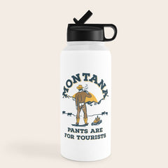 "Montana: Pants Are For Tourists" Funny Retro Cowboy Travel Art Water Bottle