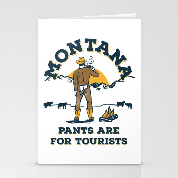 "Montana: Pants Are For Tourists" Funny Retro Cowboy Travel Art Stationery Card