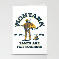 "Montana: Pants Are For Tourists" Funny Retro Cowboy Travel Art Stationery Card