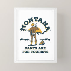 "Montana: Pants Are For Tourists" Funny Retro Cowboy Travel Art Mini Art Print