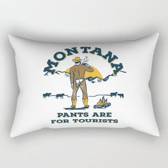 "Montana: Pants Are For Tourists" Funny Retro Cowboy Travel Art Rectangular Pillow