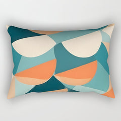 1/4 Cut, Abstract Fresh Fruits Citrus, Orange Lemon Illustration Scandinavian, Pastel Geometric Shapes eclectic Contemporary Modern Boho Rectangular Pillow