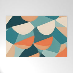1/4 Cut, Abstract Fresh Fruits Citrus, Orange Lemon Illustration Scandinavian, Pastel Geometric Shapes eclectic Contemporary Modern Boho Welcome Mat