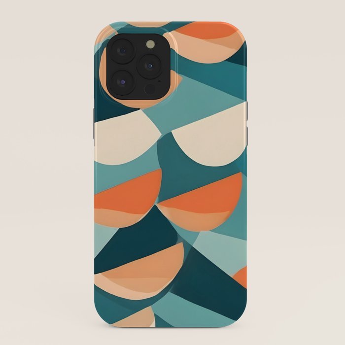 1/4 Cut, Abstract Fresh Fruits Citrus, Orange Lemon Illustration Scandinavian, Pastel Geometric Shapes eclectic Contemporary Modern Boho iPhone Case