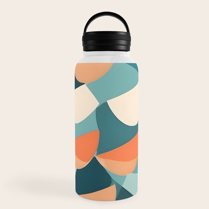 1/4 Cut, Abstract Fresh Fruits Citrus, Orange Lemon Illustration Scandinavian, Pastel Geometric Shapes eclectic Contemporary Modern Boho Water Bottle