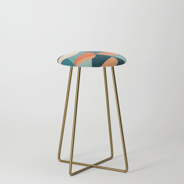 1/4 Cut, Abstract Fresh Fruits Citrus, Orange Lemon Illustration Scandinavian, Pastel Geometric Shapes eclectic Contemporary Modern Boho Stool