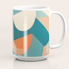 1/4 Cut, Abstract Fresh Fruits Citrus, Orange Lemon Illustration Scandinavian, Pastel Geometric Shapes eclectic Contemporary Modern Boho Coffee Mug