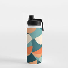 1/4 Cut, Abstract Fresh Fruits Citrus, Orange Lemon Illustration Scandinavian, Pastel Geometric Shapes eclectic Contemporary Modern Boho Water Bottle