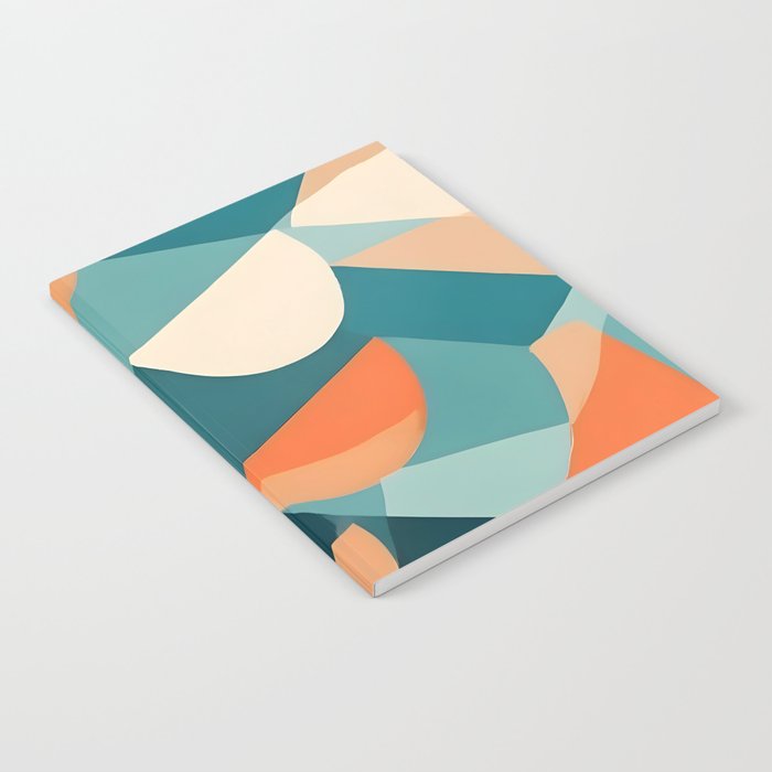 1/4 Cut, Abstract Fresh Fruits Citrus, Orange Lemon Illustration Scandinavian, Pastel Geometric Shapes eclectic Contemporary Modern Boho Notebook