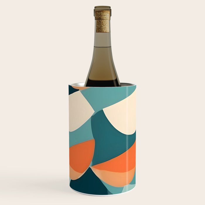 1/4 Cut, Abstract Fresh Fruits Citrus, Orange Lemon Illustration Scandinavian, Pastel Geometric Shapes eclectic Contemporary Modern Boho Wine Chiller
