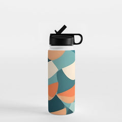 1/4 Cut, Abstract Fresh Fruits Citrus, Orange Lemon Illustration Scandinavian, Pastel Geometric Shapes eclectic Contemporary Modern Boho Water Bottle