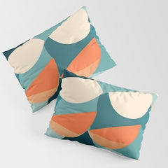 1/4 Cut, Abstract Fresh Fruits Citrus, Orange Lemon Illustration Scandinavian, Pastel Geometric Shapes eclectic Contemporary Modern Boho Pillow Sham
