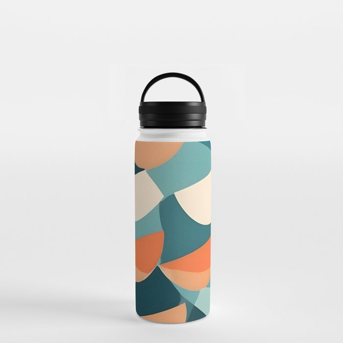 1/4 Cut, Abstract Fresh Fruits Citrus, Orange Lemon Illustration Scandinavian, Pastel Geometric Shapes eclectic Contemporary Modern Boho Water Bottle