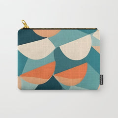 1/4 Cut, Abstract Fresh Fruits Citrus, Orange Lemon Illustration Scandinavian, Pastel Geometric Shapes eclectic Contemporary Modern Boho Carry All Pouch