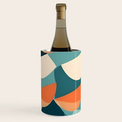 1/4 Cut, Abstract Fresh Fruits Citrus, Orange Lemon Illustration Scandinavian, Pastel Geometric Shapes eclectic Contemporary Modern Boho Wine Chiller