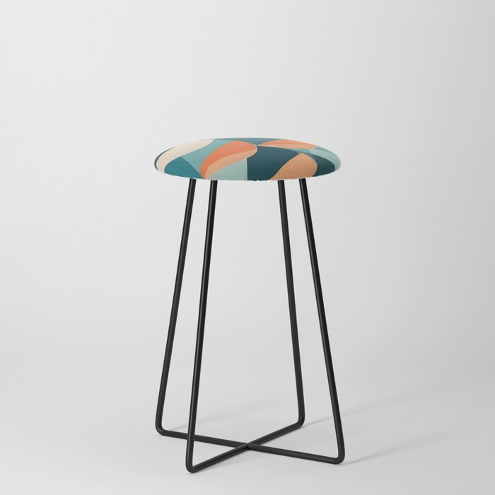 1/4 Cut, Abstract Fresh Fruits Citrus, Orange Lemon Illustration Scandinavian, Pastel Geometric Shapes eclectic Contemporary Modern Boho Stool