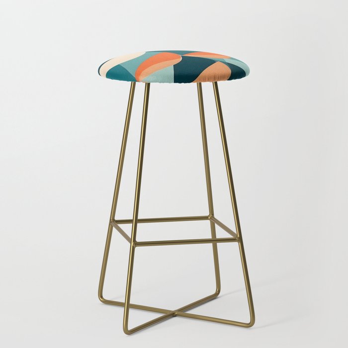 1/4 Cut, Abstract Fresh Fruits Citrus, Orange Lemon Illustration Scandinavian, Pastel Geometric Shapes eclectic Contemporary Modern Boho Stool