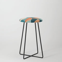 1/4 Cut, Abstract Fresh Fruits Citrus, Orange Lemon Illustration Scandinavian, Pastel Geometric Shapes eclectic Contemporary Modern Boho Stool