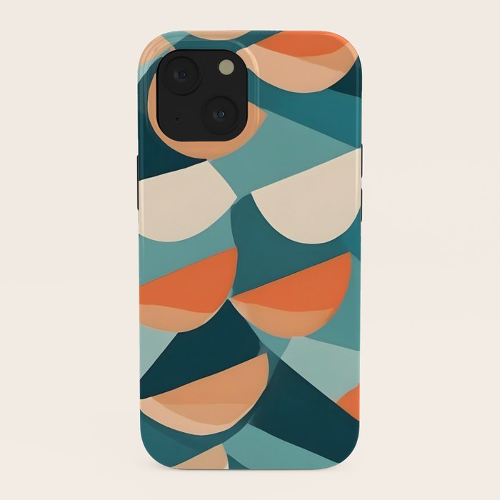 1/4 Cut, Abstract Fresh Fruits Citrus, Orange Lemon Illustration Scandinavian, Pastel Geometric Shapes eclectic Contemporary Modern Boho iPhone Case