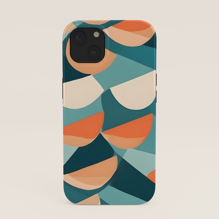 1/4 Cut, Abstract Fresh Fruits Citrus, Orange Lemon Illustration Scandinavian, Pastel Geometric Shapes eclectic Contemporary Modern Boho iPhone Case