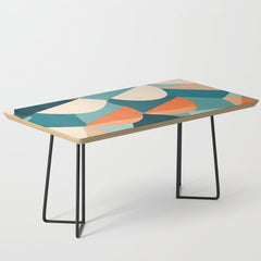 1/4 Cut, Abstract Fresh Fruits Citrus, Orange Lemon Illustration Scandinavian, Pastel Geometric Shapes eclectic Contemporary Modern Boho Coffee Table