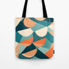 1/4 Cut, Abstract Fresh Fruits Citrus, Orange Lemon Illustration Scandinavian, Pastel Geometric Shapes eclectic Contemporary Modern Boho Tote Bag