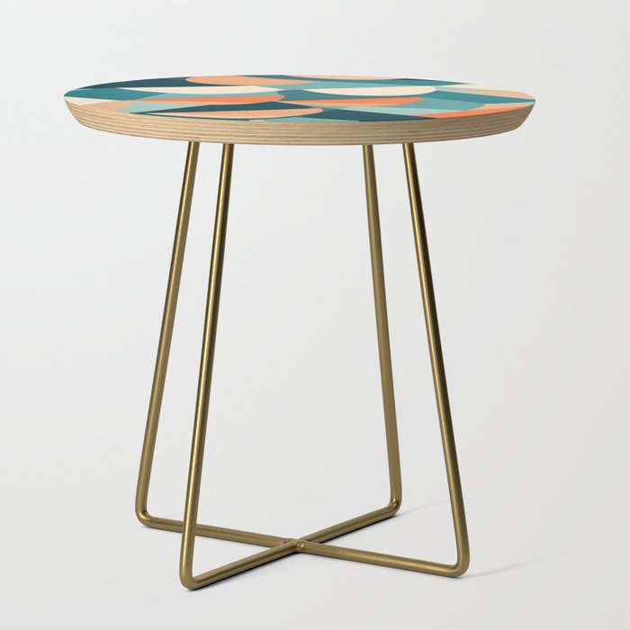1/4 Cut, Abstract Fresh Fruits Citrus, Orange Lemon Illustration Scandinavian, Pastel Geometric Shapes eclectic Contemporary Modern Boho Side Table