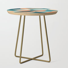 1/4 Cut, Abstract Fresh Fruits Citrus, Orange Lemon Illustration Scandinavian, Pastel Geometric Shapes eclectic Contemporary Modern Boho Side Table