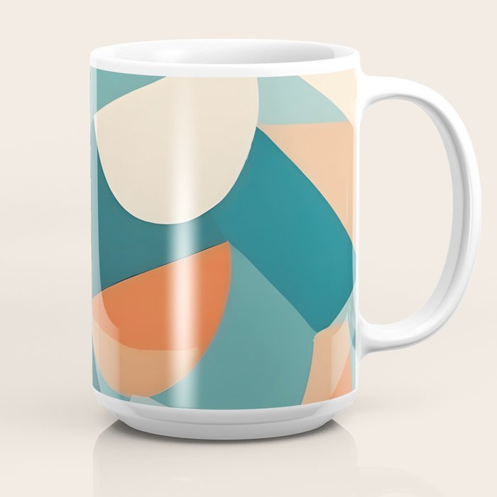 1/4 Cut, Abstract Fresh Fruits Citrus, Orange Lemon Illustration Scandinavian, Pastel Geometric Shapes eclectic Contemporary Modern Boho Coffee Mug