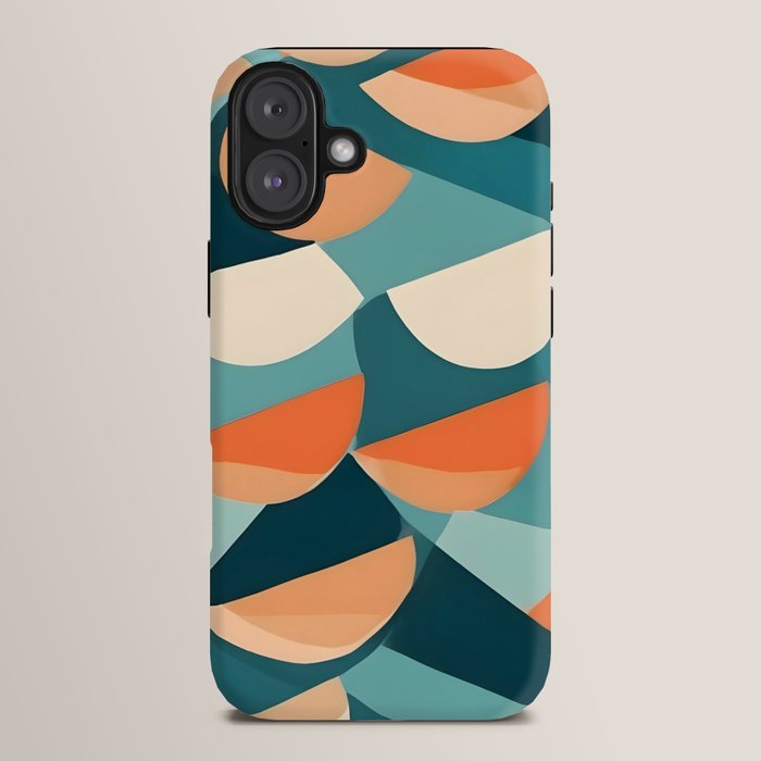 1/4 Cut, Abstract Fresh Fruits Citrus, Orange Lemon Illustration Scandinavian, Pastel Geometric Shapes eclectic Contemporary Modern Boho iPhone Case