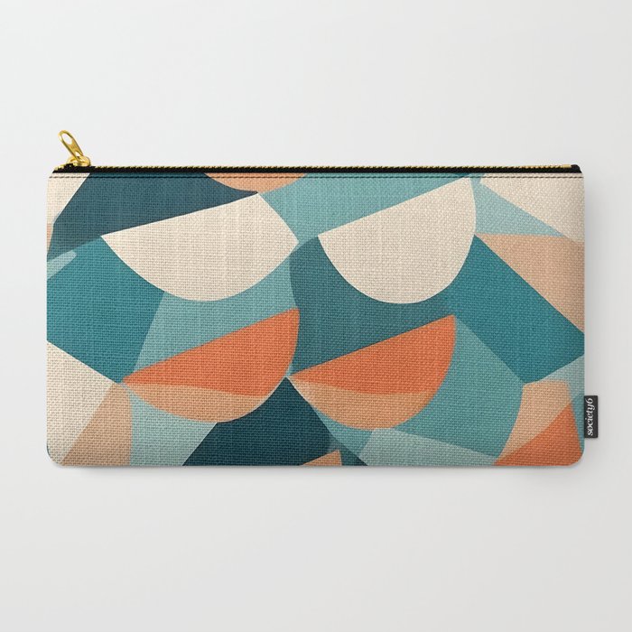 1/4 Cut, Abstract Fresh Fruits Citrus, Orange Lemon Illustration Scandinavian, Pastel Geometric Shapes eclectic Contemporary Modern Boho Carry All Pouch
