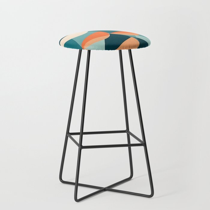 1/4 Cut, Abstract Fresh Fruits Citrus, Orange Lemon Illustration Scandinavian, Pastel Geometric Shapes eclectic Contemporary Modern Boho Stool