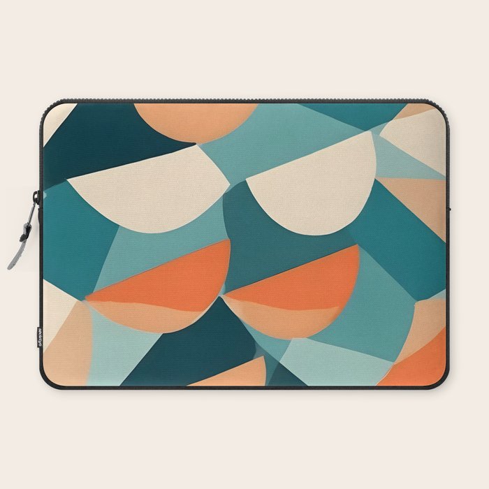 1/4 Cut, Abstract Fresh Fruits Citrus, Orange Lemon Illustration Scandinavian, Pastel Geometric Shapes eclectic Contemporary Modern Boho Laptop Sleeve