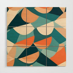 1/4 Cut, Abstract Fresh Fruits Citrus, Orange Lemon Illustration Scandinavian, Pastel Geometric Shapes eclectic Contemporary Modern Boho Wood Wall Art