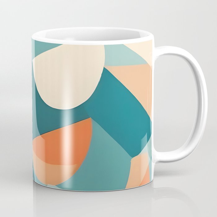 1/4 Cut, Abstract Fresh Fruits Citrus, Orange Lemon Illustration Scandinavian, Pastel Geometric Shapes eclectic Contemporary Modern Boho Coffee Mug
