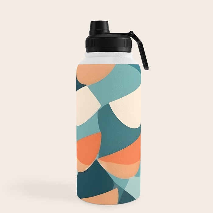 1/4 Cut, Abstract Fresh Fruits Citrus, Orange Lemon Illustration Scandinavian, Pastel Geometric Shapes eclectic Contemporary Modern Boho Water Bottle