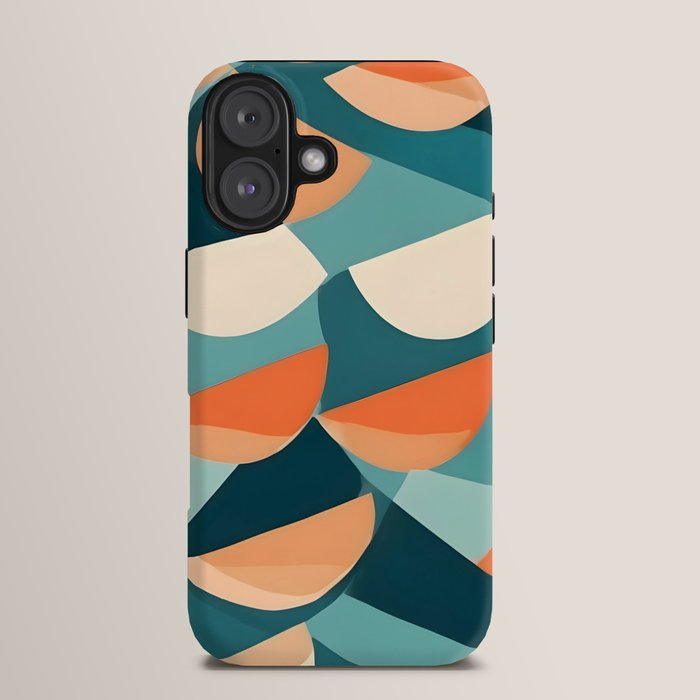 1/4 Cut, Abstract Fresh Fruits Citrus, Orange Lemon Illustration Scandinavian, Pastel Geometric Shapes eclectic Contemporary Modern Boho iPhone Case