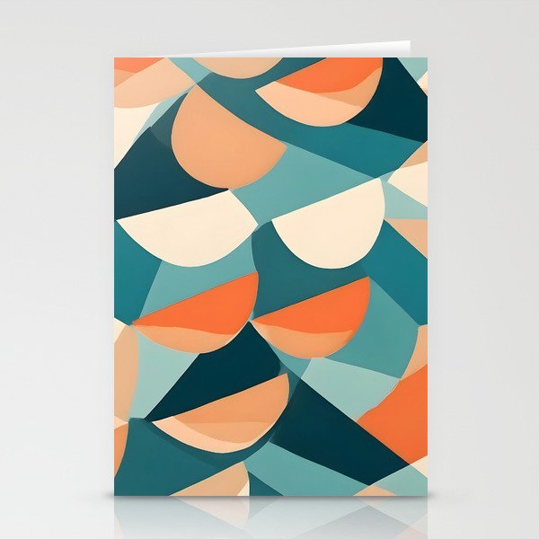 1/4 Cut, Abstract Fresh Fruits Citrus, Orange Lemon Illustration Scandinavian, Pastel Geometric Shapes eclectic Contemporary Modern Boho Stationery Card