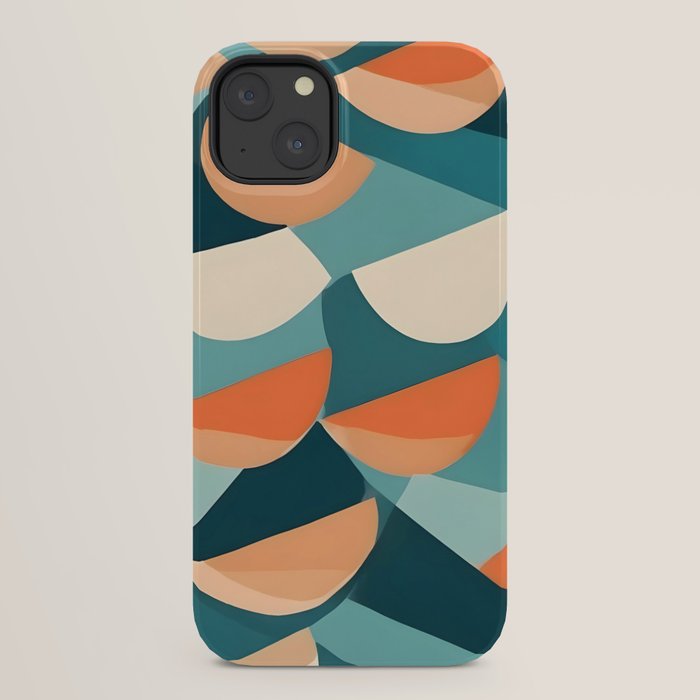 1/4 Cut, Abstract Fresh Fruits Citrus, Orange Lemon Illustration Scandinavian, Pastel Geometric Shapes eclectic Contemporary Modern Boho iPhone Case