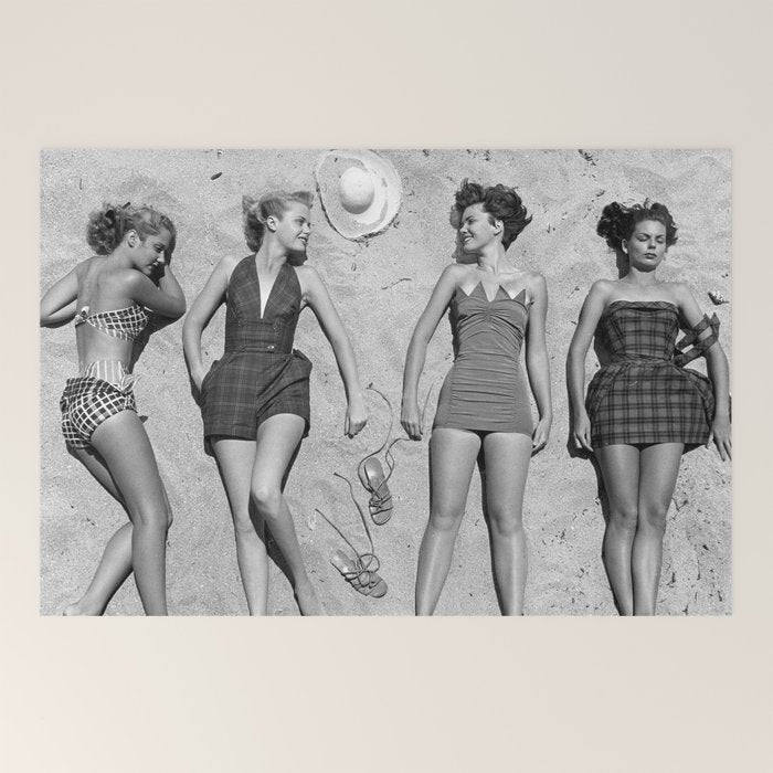4 Girls Sunbathing Welcome Mat