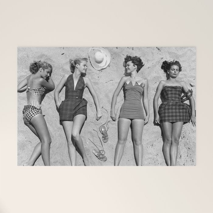 4 Girls Sunbathing Welcome Mat