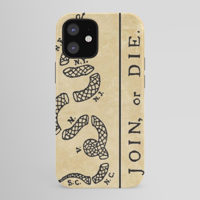 1776 "Join, or Die" Revolutionary War flag with 13 colonies, snake & no colors by Benjamin Franklin iPhone Case