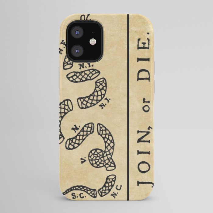 1776 "Join, or Die" Revolutionary War flag with 13 colonies, snake & no colors by Benjamin Franklin iPhone Case