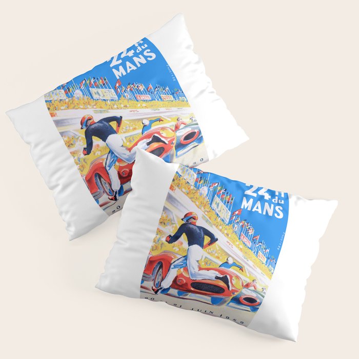 1959 24 Hours of Le Mans Race Poster Pillow Sham